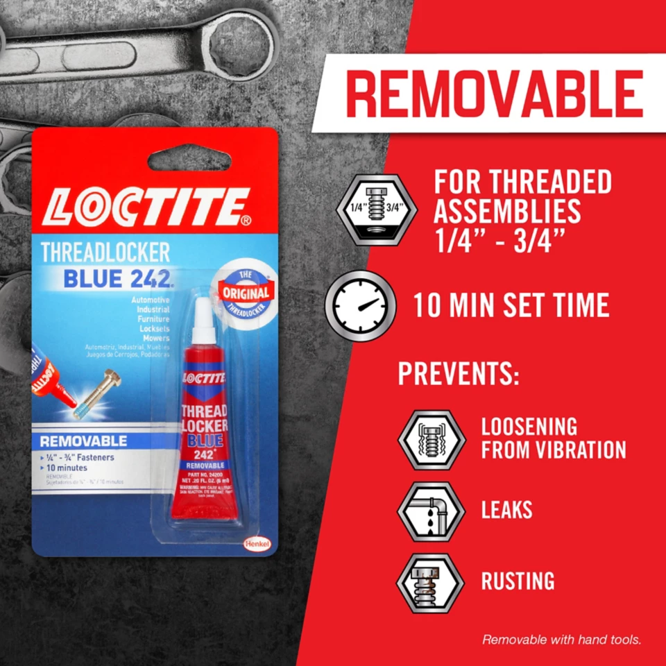 Loctite Threadlocker Blue 242 Features