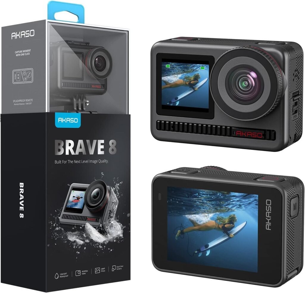 Best Action Camera Of 2024: AKASO Brave 8 4K60FPS Action Camera, 48MP Photo Touch Screen Waterproof Super Wide Angle 16x Slo-mo SuperSmooth Stabilization Underwater Camera