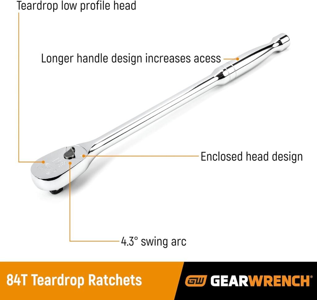 gearwrench 38 drive 84 tooth long handle teardrop ratchet 11 81264a 07 2